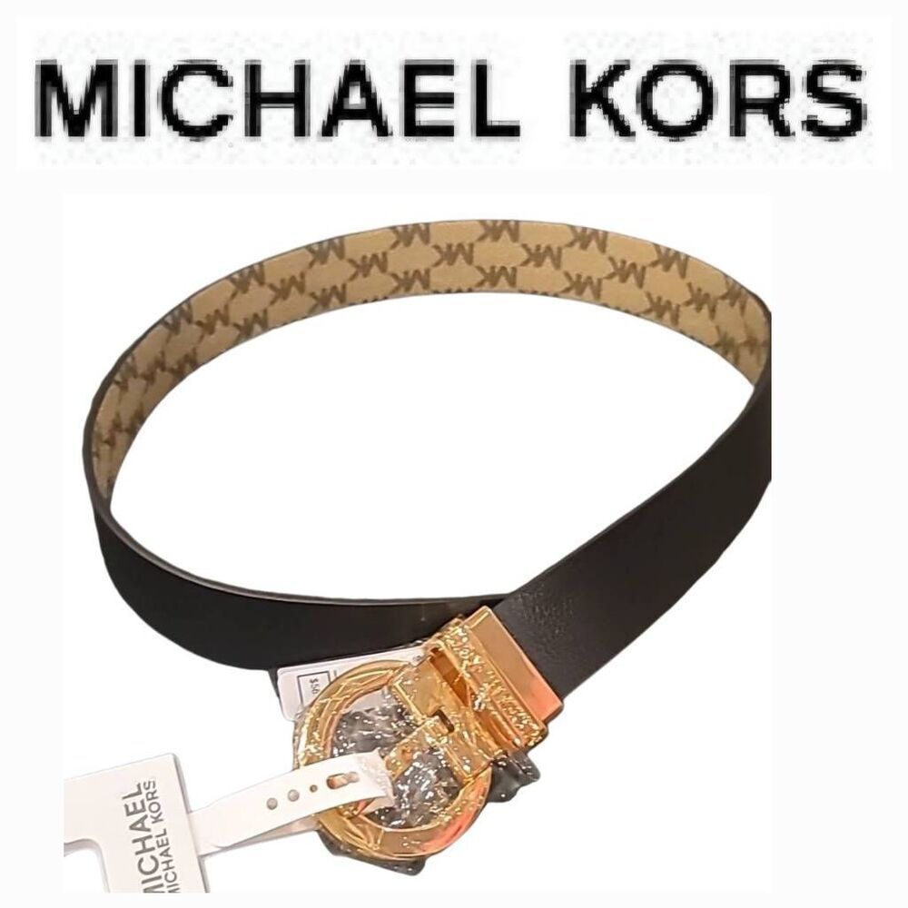 Michael Kors Signature Monogram Twist MK Logo Reversible Belt